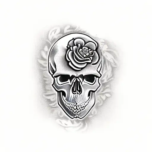 Skull With Carnation