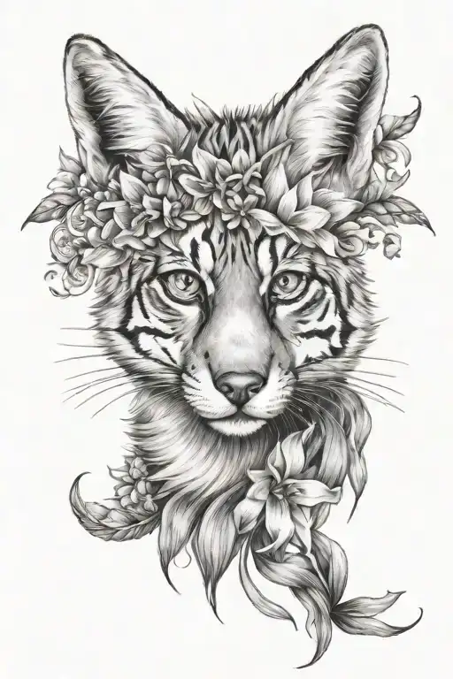 Fox Face Wearing Glasses Tiger Lily Flower