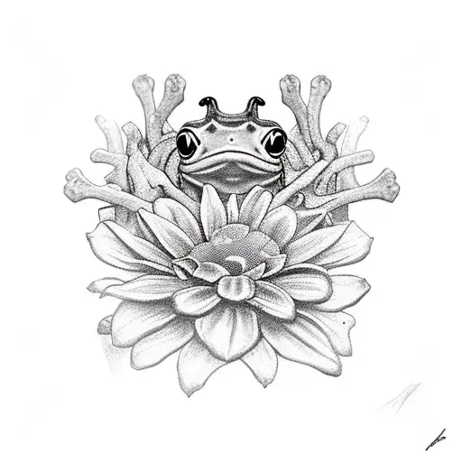 Teopical Flowers With Coqui Frog And A Zulu Tribe Shield