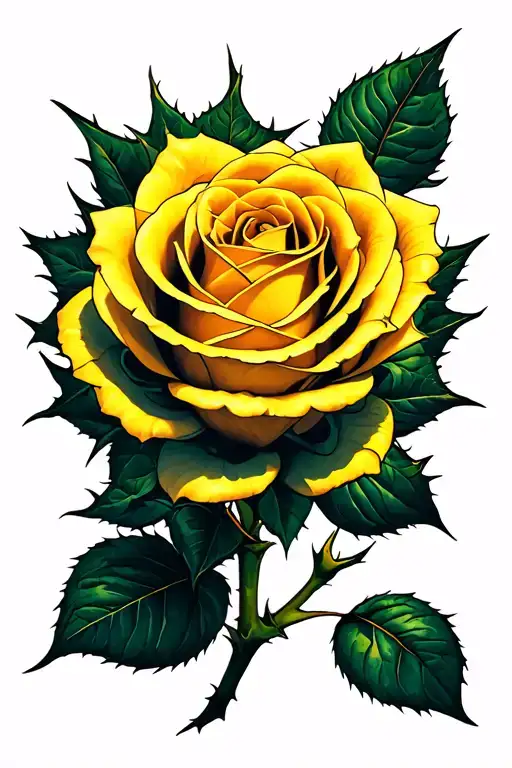 Yellow Rose With Thorns Growing