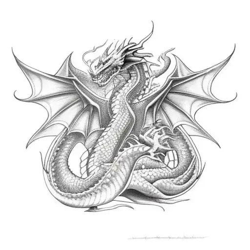Firebreathing Dragon With Wings Looking Angry At You