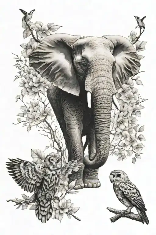 Elephant And Owl