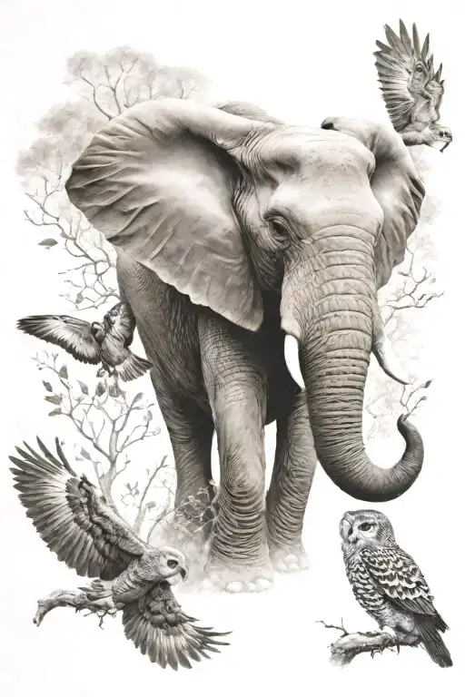 Elephant And Owl
