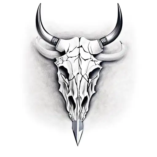 Bull Skull With Knifes