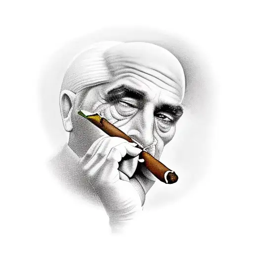 Old School Gangster Smoking A Cigar