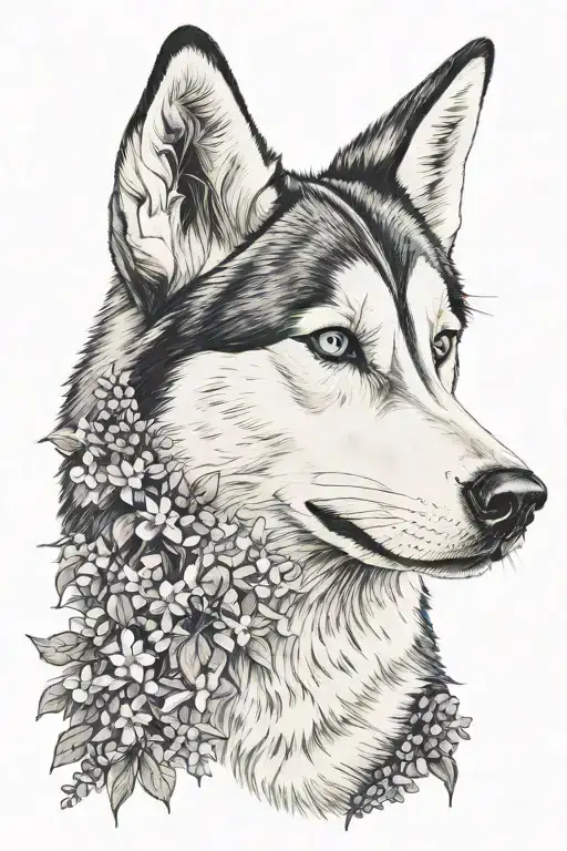 Husky Howling Lilacs Intertwined Pretty