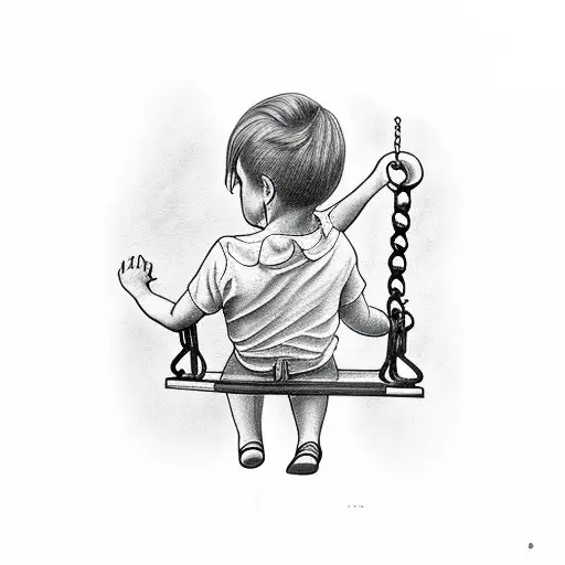 Child On Swing With Tree