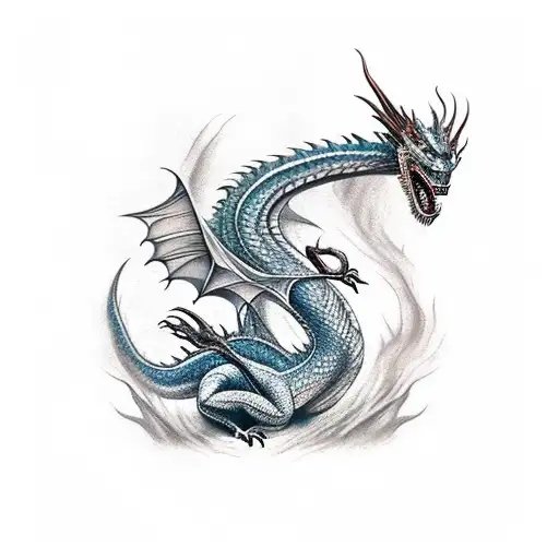 Realistic Dragon Wrapped Around Excalibur