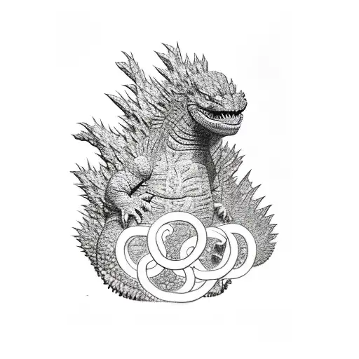 Godzilla Emerging From A Dna Strand