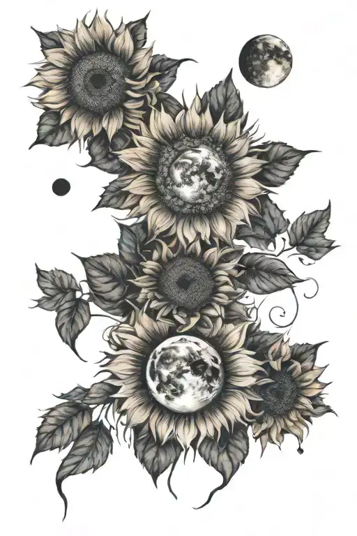 Moon Phases As Sunflowers