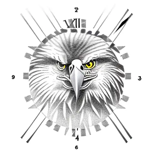 Eagle Holding A Clock With Peaches And A Raccoon
