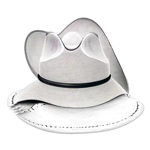 Cowboy Hat Haning Off Of A Standing Shovel With A Pair Of Cowboy Boots At The Bottom Of The Shovel Tattoo