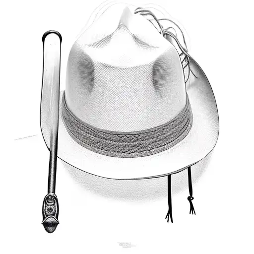 Cowboy Hat Hanging On A Standing Shovel