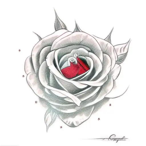 Thigh Tattoo With Flowers And A Red Snake