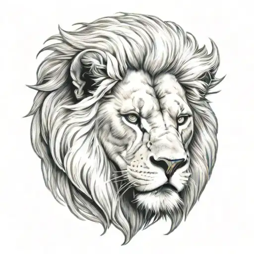 Angry White Lion Head