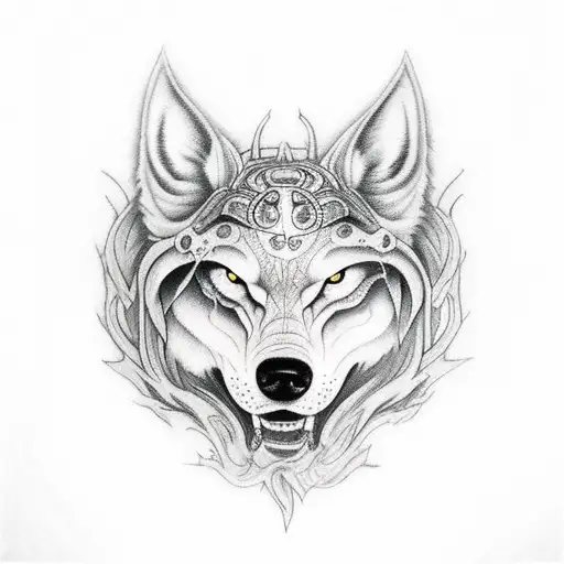 A Realistic Tattoo Of Fenrir In The Forest