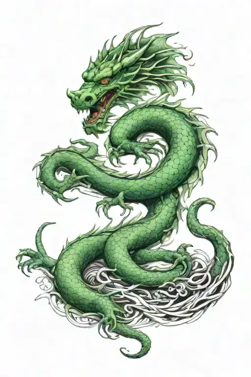 Sleeping Jade Green Dragon Wrapped