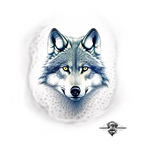 Alpha Wolf Looking Over His Family Of The Mother And Three Cubs