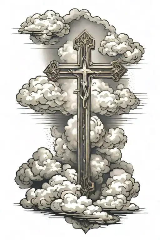 Christian Cross With Clouds