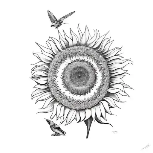 Sunflower 3 Birds Aquarius