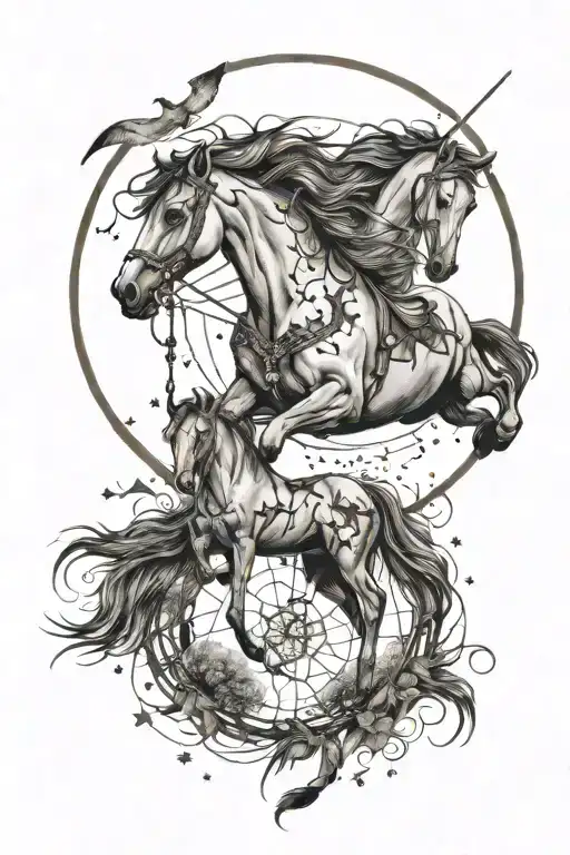 Wild Horses Dream Catcher Moon And Stars Forming