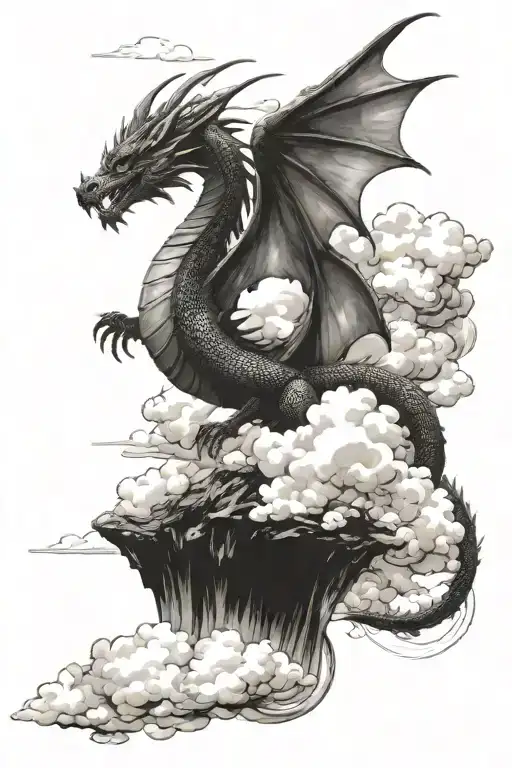 Dragon And Clouds Surrounding