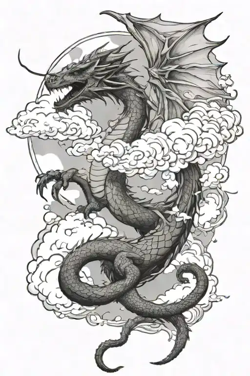 Dragon And Clouds Surrounding