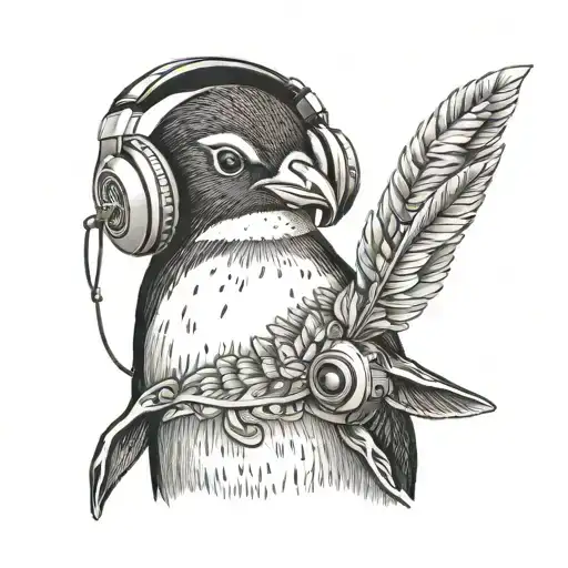 Penguin With Headphones
