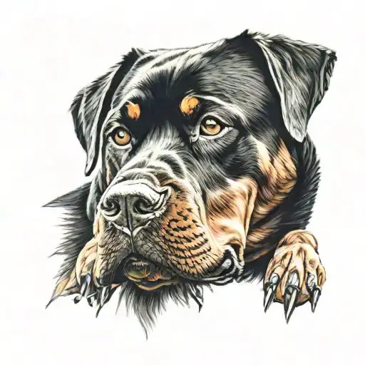 Rottweiler And Paw Print