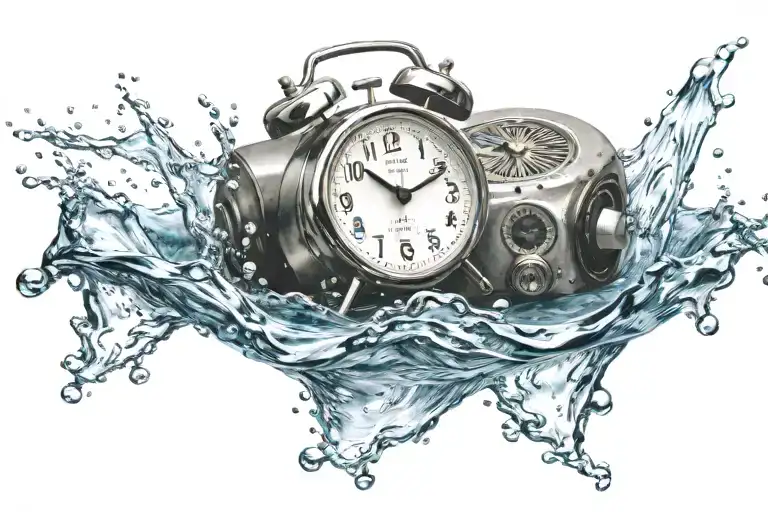 Alarm Clock Drowning In Water With Ambulance In Distance