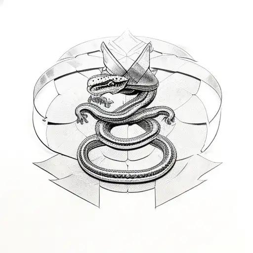 A Military Helmet Adorned With A Snake Wrapped Around A Sword