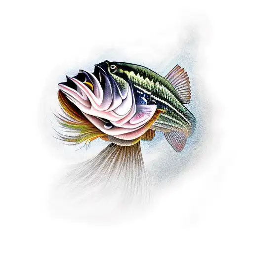 Largemouth Bass With A Luer In Its Mouth With Line Spelling Coleton