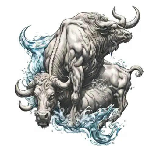 Aquarius And Bull Combined Together