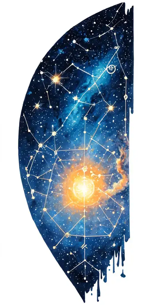 Night Sky Filled With Constellations Forming Ancient Symbols