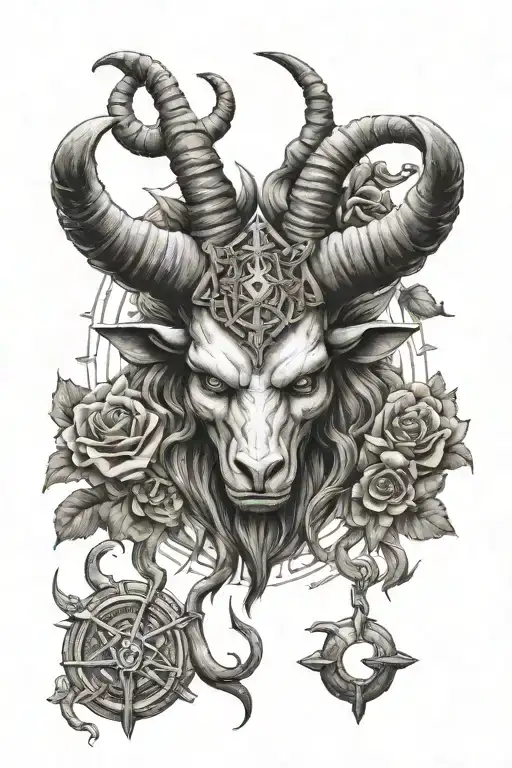 Baphomet Tattoo Design In Semi Realism
