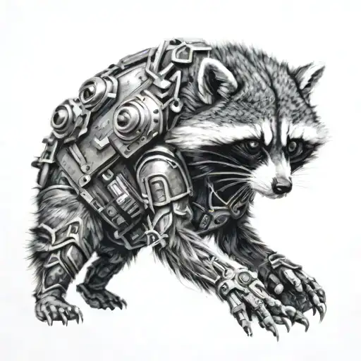 An Intricate Design Of A Raccoon Wearing Sci-fi Armor And Exploring A Mysterious Alien Planet