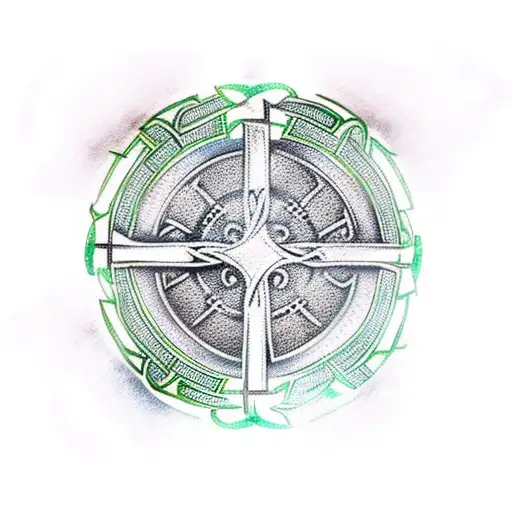 Celtic Cross With Irish Flag