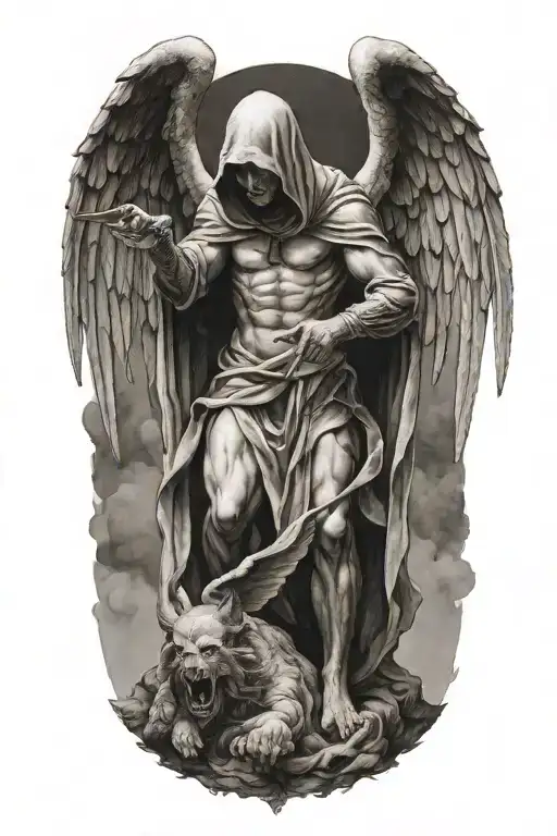 Hooded Angel Defeting A Devil
