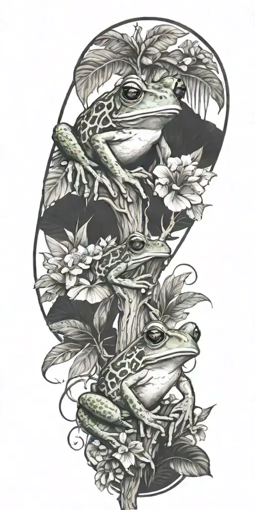 Coqui Frog Rainforest Family Tree Branches Puerto Flag America