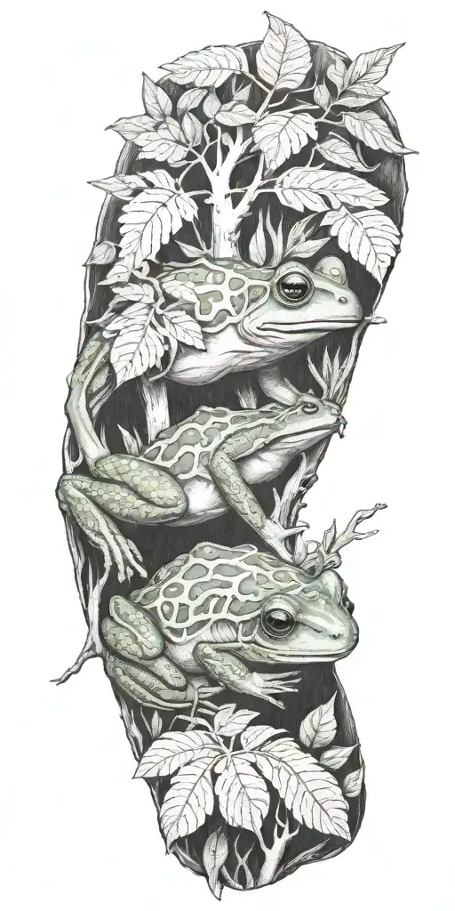 Coqui Frog Rainforest Family Tree Branches Puerto Rico Flag