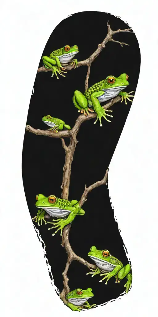 Rainforest Family Tree Branches Coqui Frog Puerto Rico Flag