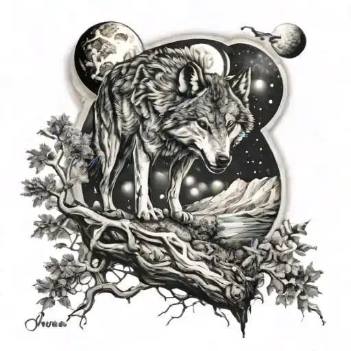 The Wolf Runs On The Tree And Devours The Planets