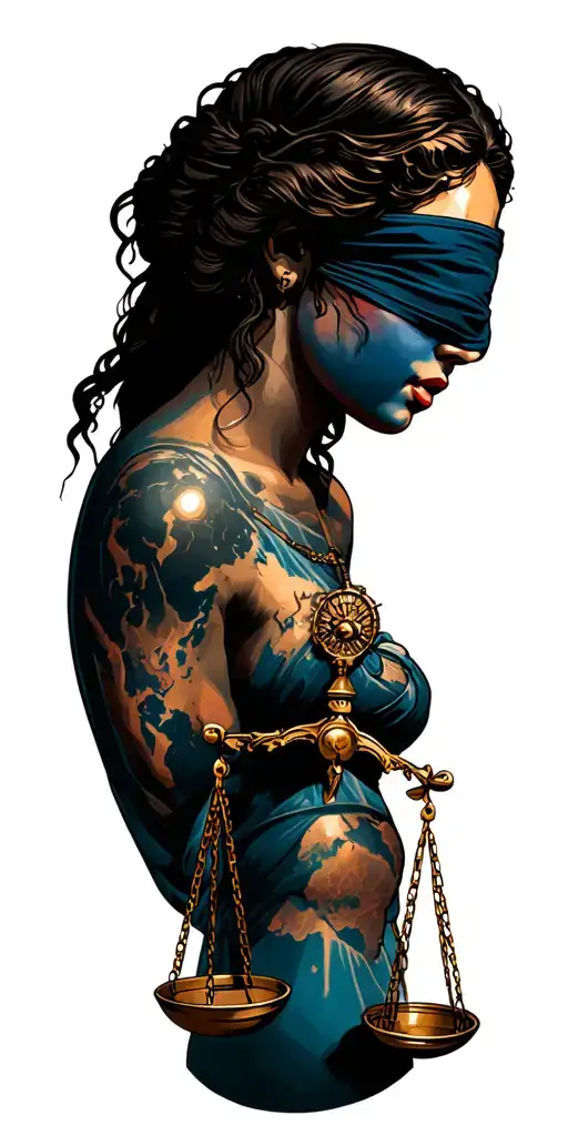 Lady Justice Scales Blindfold Broken World
