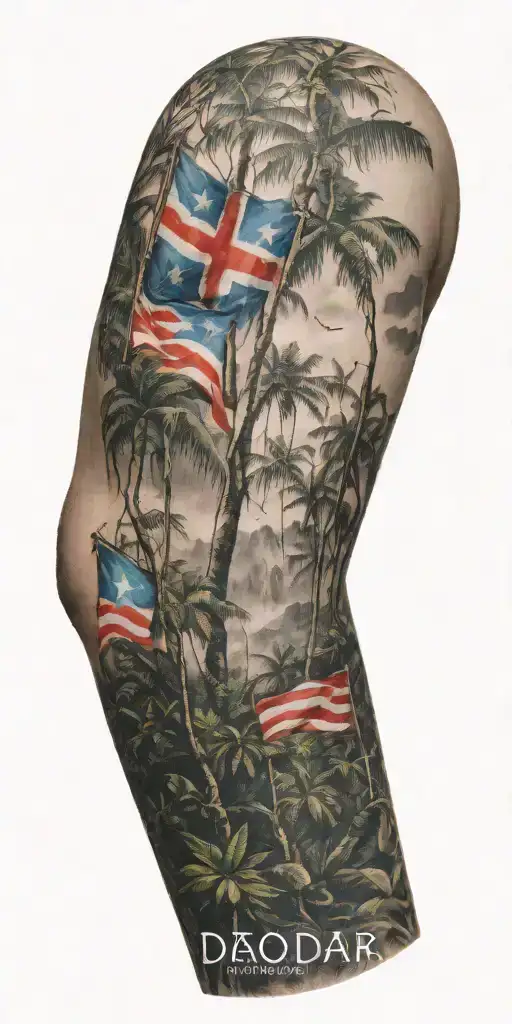 Dad Puerto Rico Rain Forest Landscape With Flag