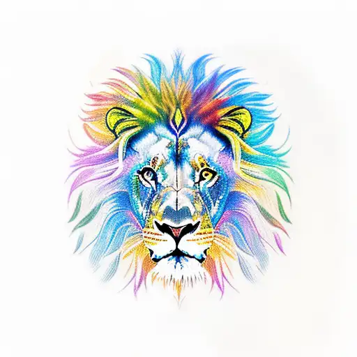 Colorful Lion With A Cross
