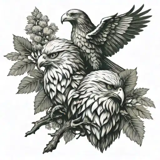 Russian Two Head Eagle With Ceder Tree Growing