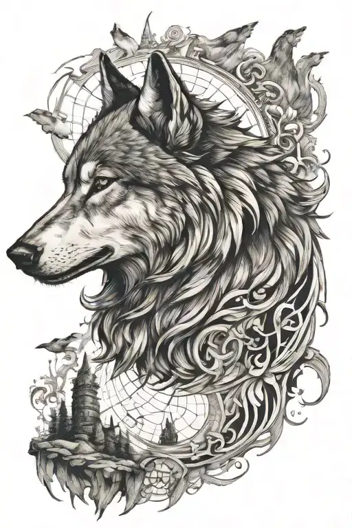 Cogito Ergo Sum With Wolf Howling Wolf Surrounded