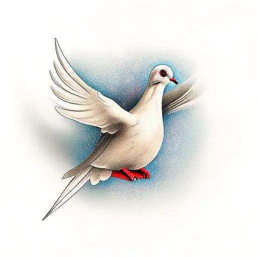 Dove On Forearm With Word Eternal Written Underneath With A Cross Instead Of The T