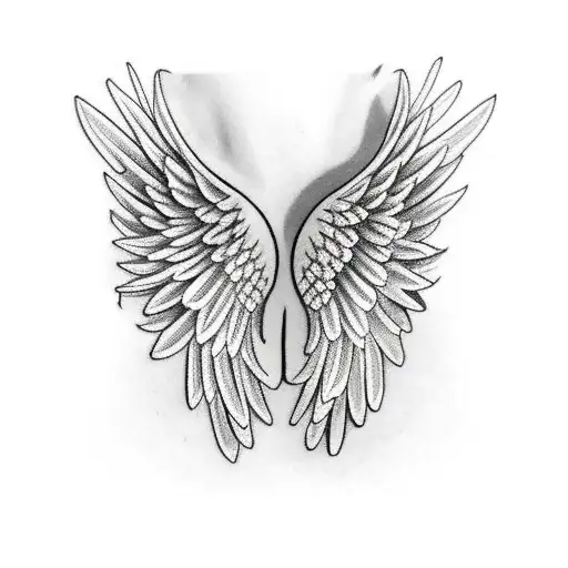 Long And Slender Black And White Angel Wings