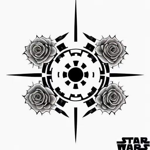 Star Wars Imperial Logo Completely Surrounded By A Wreath Of Roses